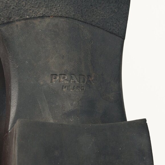 Prada Nero Spazzolato Leather Triangle Logo Loafers - Picture 6 of 12
